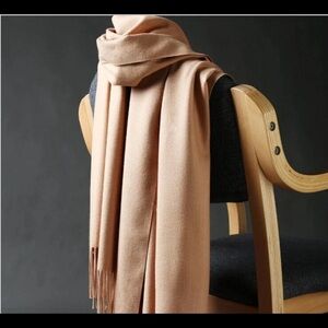 Elegant 100% Cashmere Camel Colored Wrap 74” x 26” Made in Scotland